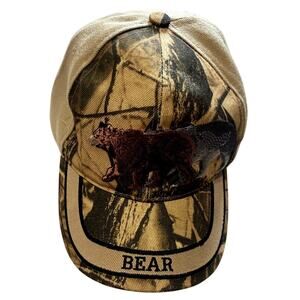 Golden Lion Tin Cup Bear Camo Baseball Cap Embroidered Hunting Hat Adjustable